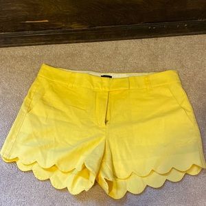 J Crew Womens scallop edge linen-cotton shorts